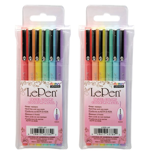 Marvy Uchida LePen Flex Marker, Brush Tip, 10 Primary Colors, 10PK12PK 43006P